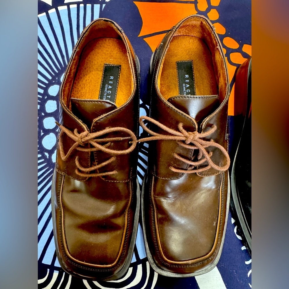 Kenneth Cole Reaction Brown Leather Men's Shoes Size 9.5